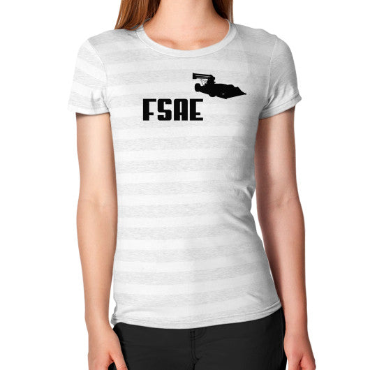 Women's T-Shirt Ash White Stripe FSAEparts.com