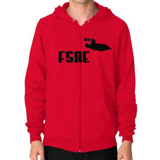 Zip Hoodie (on man) Red FSAEparts.com