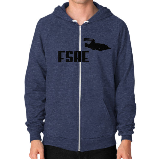 Zip Hoodie (on man) Tri-Blend Navy FSAEparts.com