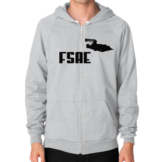 Zip Hoodie (on man) Tri-Blend Silver FSAEparts.com
