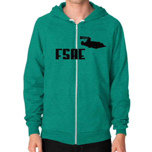 Zip Hoodie (on man) Tri-Blend Vintage Green FSAEparts.com