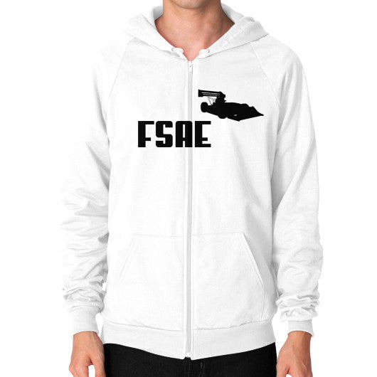 Zip Hoodie (on man) White FSAEparts.com
