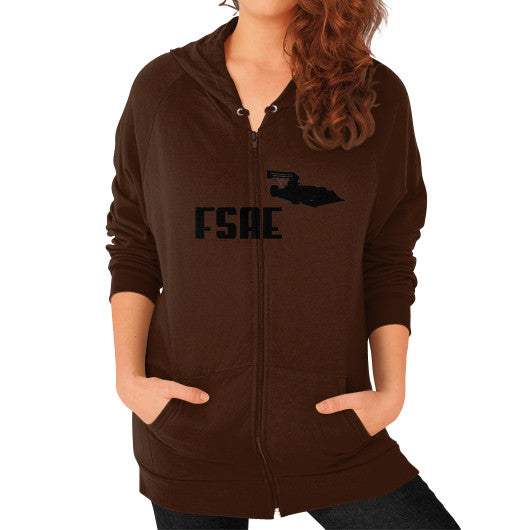 Zip Hoodie (on woman) Brown FSAEparts.com