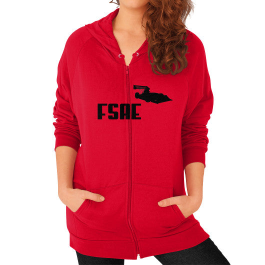 Zip Hoodie (on woman) Red FSAEparts.com