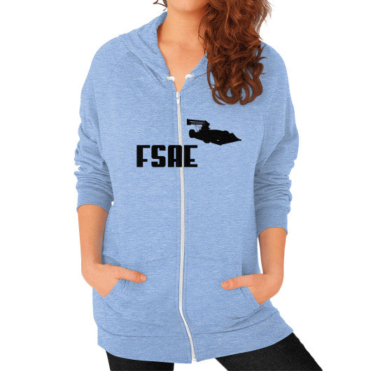 Zip Hoodie (on woman) Tri-Blend Blue FSAEparts.com