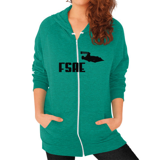 Zip Hoodie (on woman) Tri-Blend Vintage Green FSAEparts.com