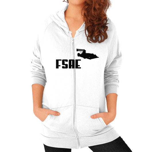 Zip Hoodie (on woman) White FSAEparts.com